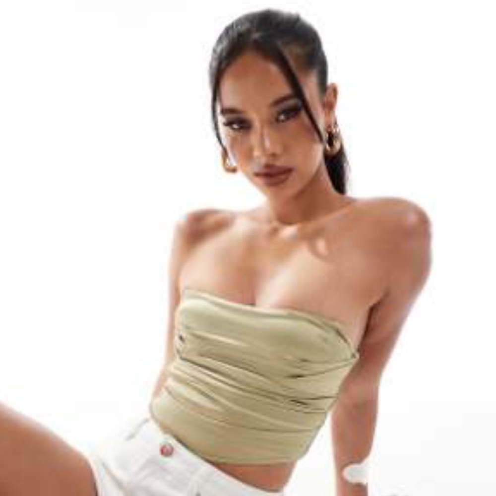 ASOS Sage Green Strapless Crop Top